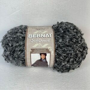 Bernat Soft Boucle Yarn - Charcoal & Light Gray - Bulky #5 - 140g Skein - New❤️